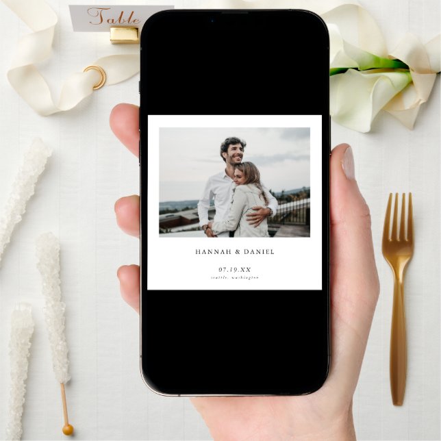 Minimalist Modern Photo Save the Date Wedding Card (Front Digital)