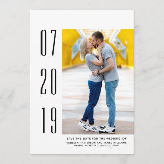 Minimalist Modern Photo Save the Date | White
