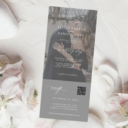 Minimalist modern photo wedding all in one invitation