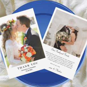 Minimalist Modern Photo Wedding Chic Script Thank You Card