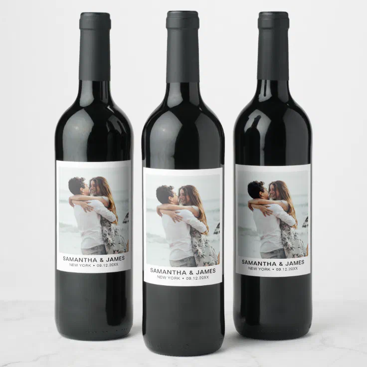 Wedding photo wine labels