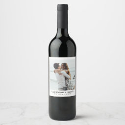 Minimalist Modern Photo Wedding Custom Wine Label | Zazzle