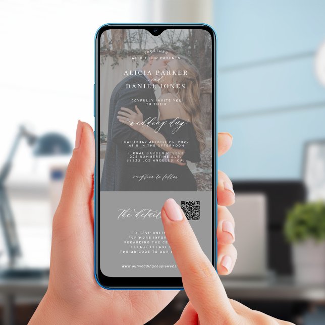 Minimalist modern photo wedding details all in one invitation (Creator Uploaded)