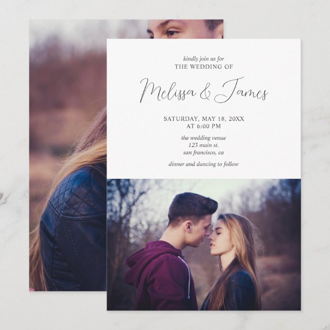 Minimalist Modern Photo Wedding Invitation (Front/Back)