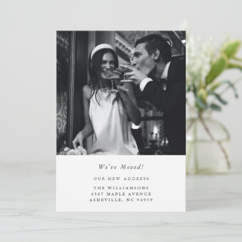 Minimalist Modern Photo Wedding Moved New Address Announcement