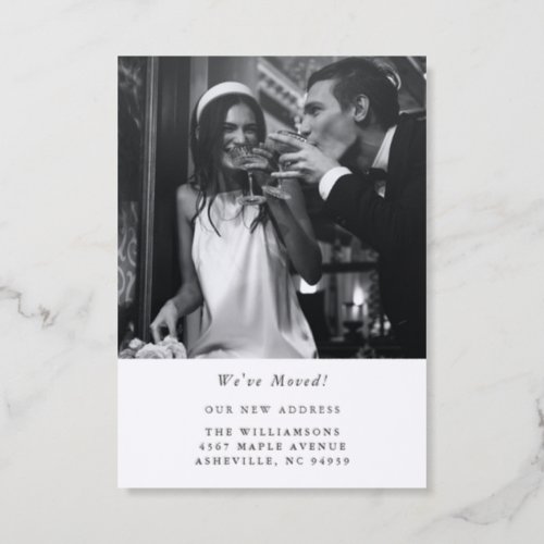 Minimalist Modern Photo Wedding Moved New Address Letterpress Photo Cards