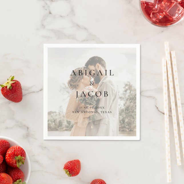 Minimalist Modern Photo Wedding Napkins (Insitu)