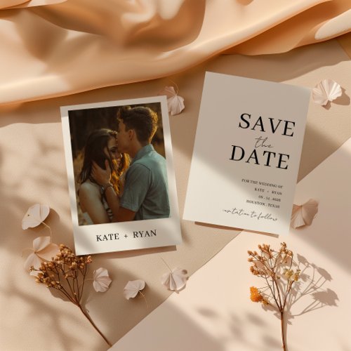 Minimalist Modern Photo Wedding  Save The Date