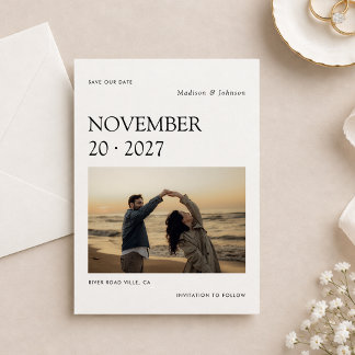 Minimalist Modern Photo Wedding Save The Date