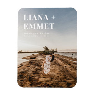 Minimalist Modern Photo Wedding Save The Date Magnet