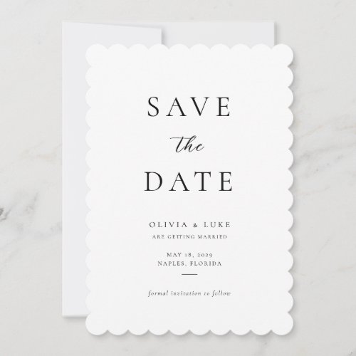 Minimalist Modern Photo Wedding Scalloped Save The Date