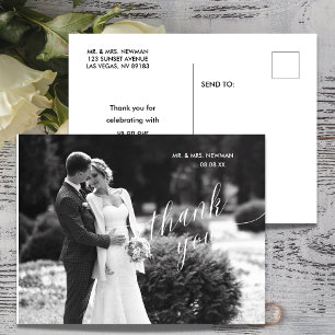 Minimalist Modern Photo Wedding Thank You Postcard