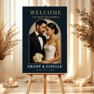 Minimalist Modern Photo Wedding Welcome Sign