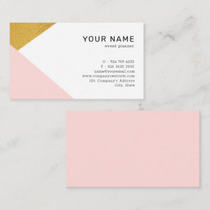 Minimalist Modern Pink and Gold Geometrical Business Card
