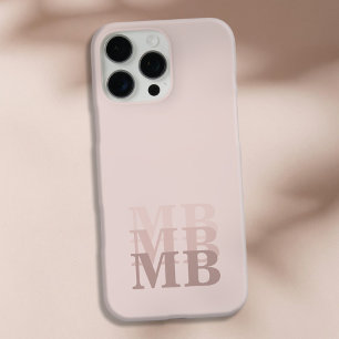 Minimalist Modern Pink Beige Initial Monogram iPhone 16 Pro Max Case