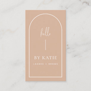 Minimalist Modern Pink Blush Arch Beauty QR Code Business Card