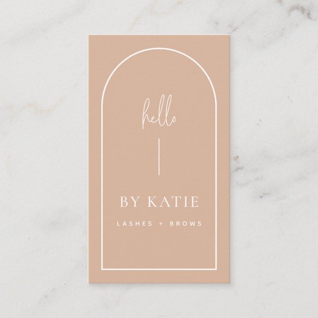 Minimalist Modern Pink Blush Arch Beauty QR Code  Business Card (Front)