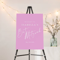 Minimalist Modern Pink Custom Bat Mitzvah Welcome