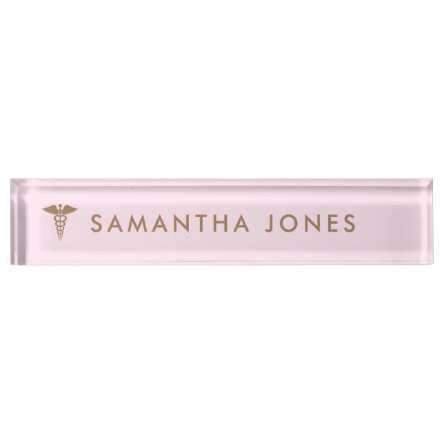 Minimalist Modern Pink doctor Desk Name Plate (Front)
