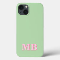 Minimalist Modern Pink Green Initial Monogram