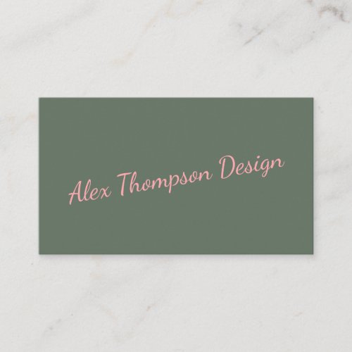 Minimalist Modern Pink Green Script Typography Business Card