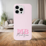Minimalist Modern Pink Initial Monogram iPhone 15 Pro Max Case<br><div class="desc">Create your own personalized phone case with modern minimalist initials and script calligraphy monogram name. Available in a variety of colors sizes.</div>