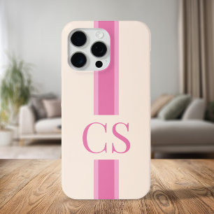 Minimalist Modern Pink Initial Monogram iPhone 15 Pro Max Case