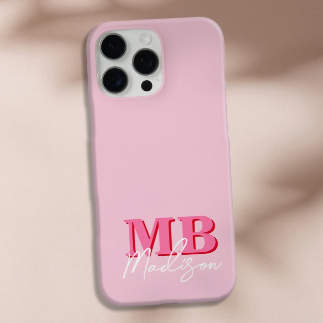 Minimalist Modern Pink Initial Monogram Case-Mate iPhone Case (Creator Uploaded)
