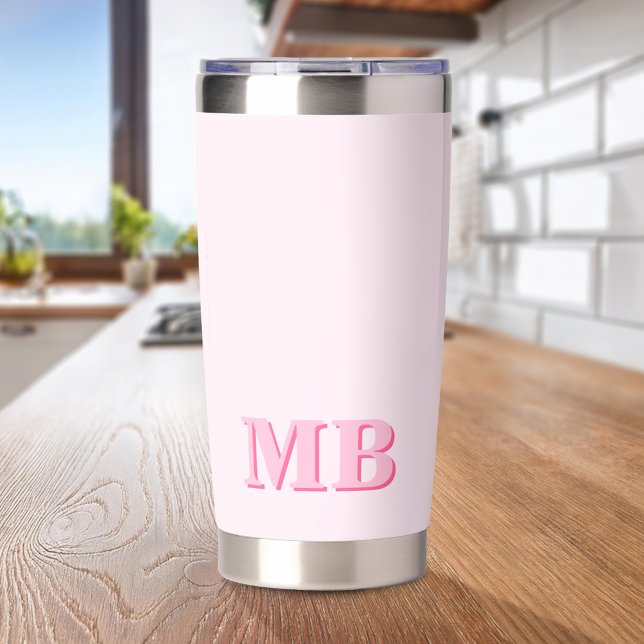 Minimalist Modern Pink Initial Monogram Insulated Tumbler (Creator Uploaded)
