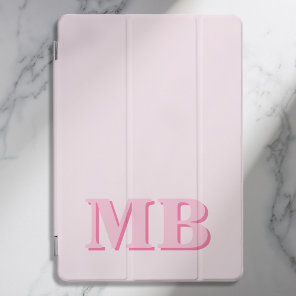 Minimalist Modern Pink Initial Monogram iPad Pro Cover