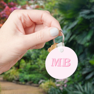 Minimalist Modern Pink Initial Monogram Keychain