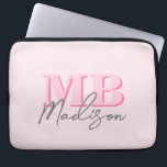 Minimalist Modern Pink Initial Monogram Laptop Sleeve<br><div class="desc">Create your own personalized laptop sleeve with modern minimalist initials and script calligraphy monogram name. Available in a variety of colors sizes.</div>