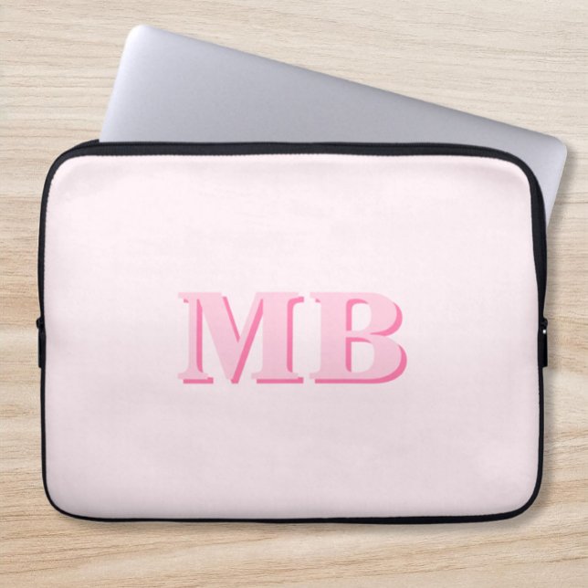 Minimalist Modern Pink Initial Monogram Laptop Sleeve (Creator Uploaded)