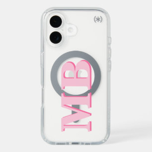 Minimalist Modern Pink Initial Monogram iPhone 16 Case