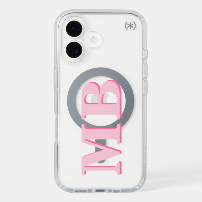 Minimalist Modern Pink Initial Monogram Speck iPhone Case (Front)