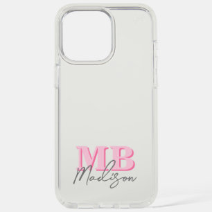 Minimalist Modern Pink Initial Monogram iPhone 15 Pro Max Case