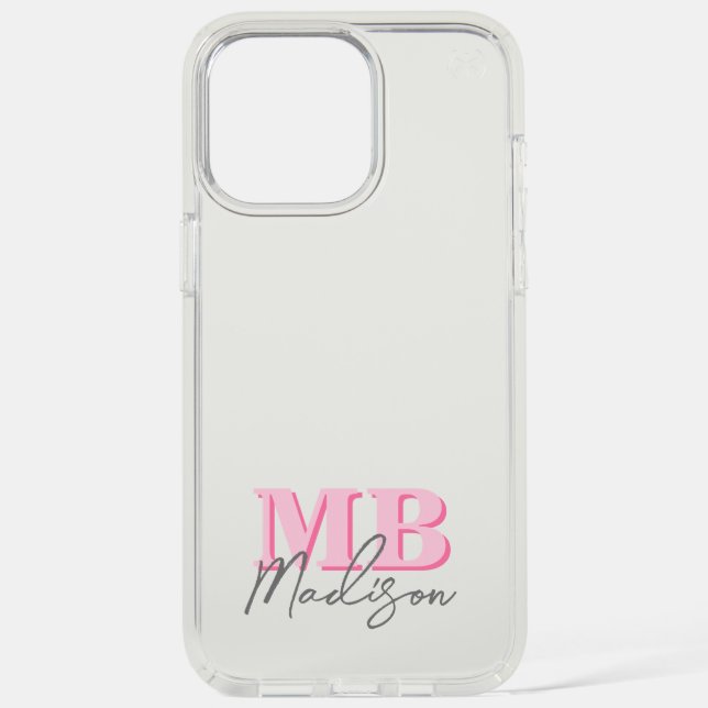 Minimalist Modern Pink Initial Monogram Speck iPhone Case (Front)