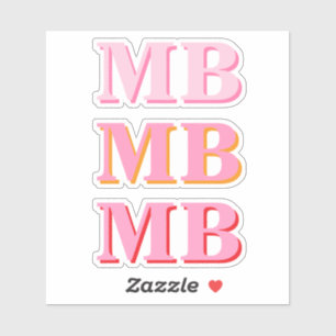 Minimalist Modern Pink Initial Monogram Sticker
