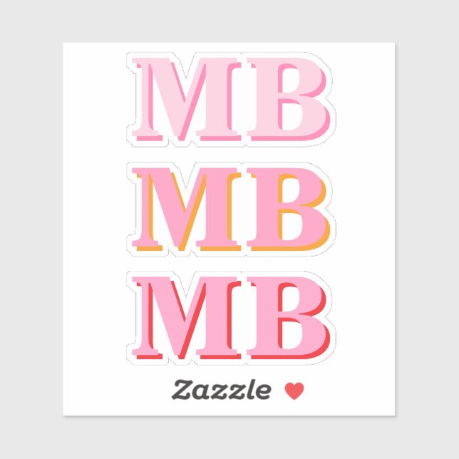 Minimalist Modern Pink Initial Monogram Sticker (Sheet)