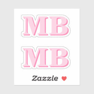 Minimalist Modern Pink Initial Monogram Sticker