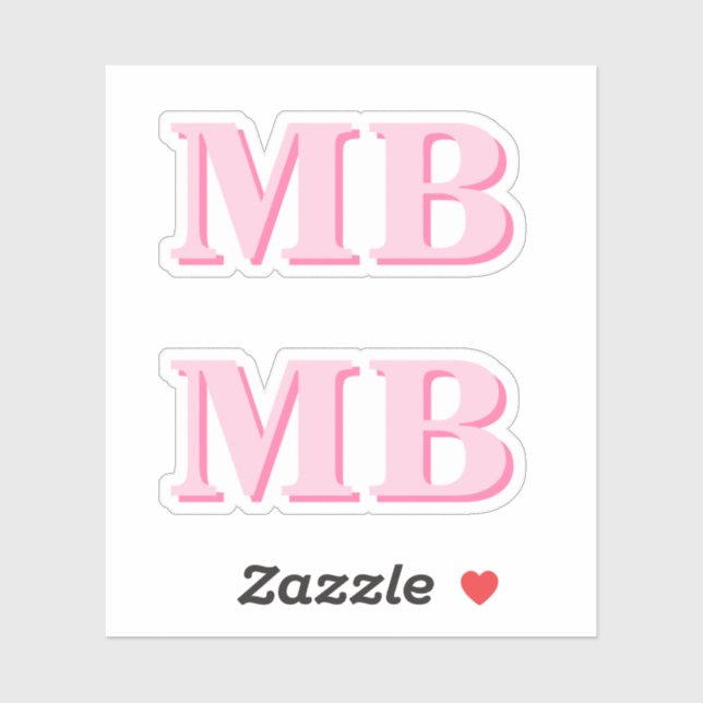Minimalist Modern Pink Initial Monogram Sticker (Sheet)