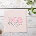 Minimalist Modern Pink Initial Monogram Stone Coaster<br><div class="desc">Create your own personalized coasters with modern minimalist initials and script calligraphy monogram name.</div>