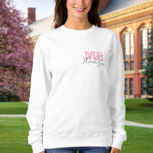 Minimalist Modern Pink Initial Monogram Sweatshirt