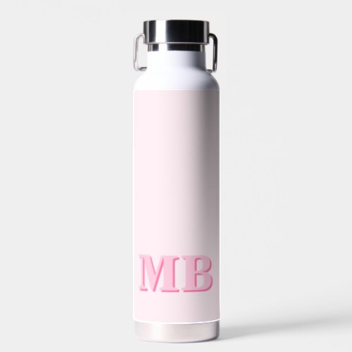 Minimalist Modern Pink Initial Monogram Water Bottle