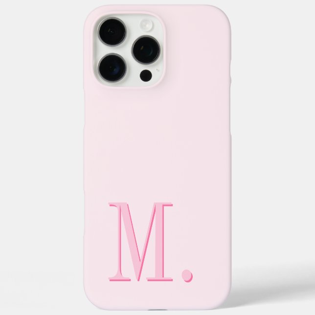 Minimalist Modern Pink Monogram Initial Case-Mate iPhone Case (Back)