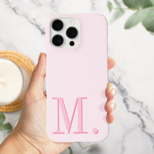 Minimalist Modern Pink Monogram Initial iPhone 16 Pro Max Case