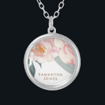 Minimalist Modern Pink Peonie Floral Watercolor Silver Plated Necklace<br><div class="desc">minimalist modern pink peonie watercolor floral design is the perfect bridal shower favors for guests. Wow your bridesmaids and friends with the perfect bachelorette gift ideas. The pretty flowers are cute, feminine and modern. Whether you're planning the perfect wedding or a baby shower that everyone will remember forever, this is...</div>