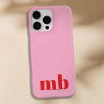 Minimalist Modern Pink Red Initial Monogram iPhone 16 Pro Max Case<br><div class="desc">Minimalist Modern Initial Monogram Phone Case. Create your own personalized iPhone Case with custom initial name.</div>