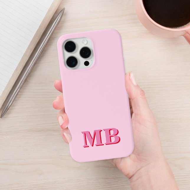 Minimalist Modern Pink Red Initial Monogram Case-Mate iPhone Case (Creator Uploaded)