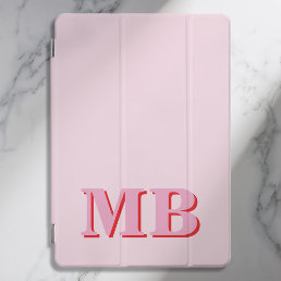 Minimalist Modern Pink Red Initial Monogram iPad Pro Cover